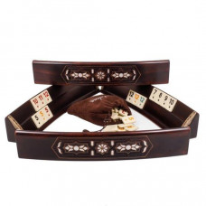 Sedef Kakmalı Oval Oymalı Masif Ahşap Okey Takımı